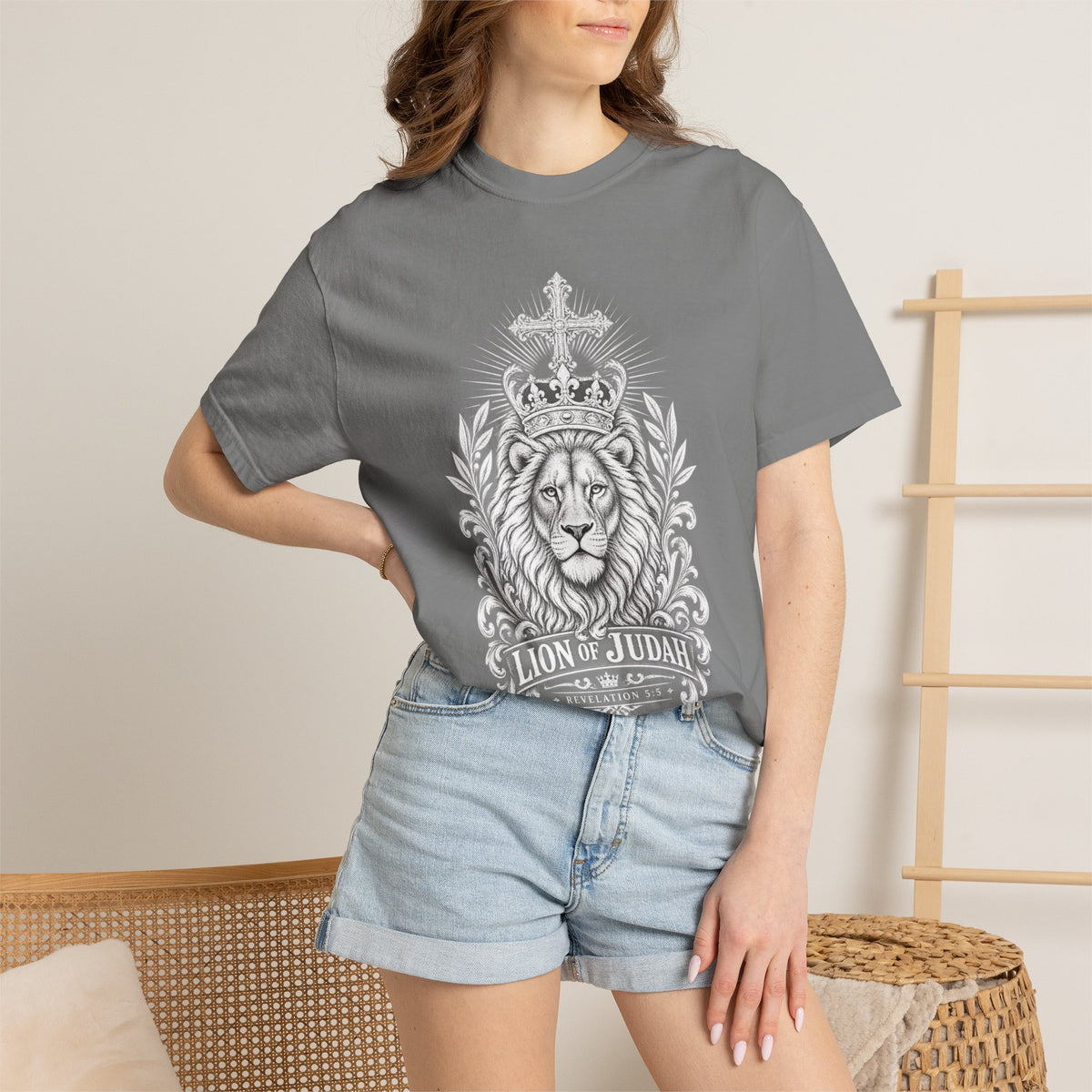 Lion of Judah Comfort Colors® 1717 Christian T-Shirt | Revelation 5:5 Vintage Faith Shirt