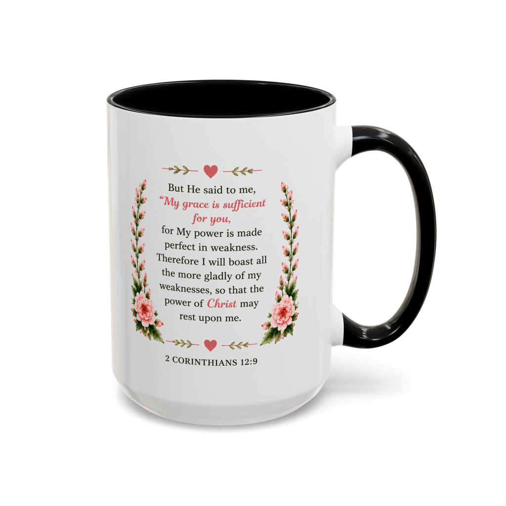 His Grace Is Enough Christian Accent Mug | 2 Corinthians 12:9 Bible Verse Coffee Mug | Faith Gift for Women | Christian Coffee Cup | Scripture Mug