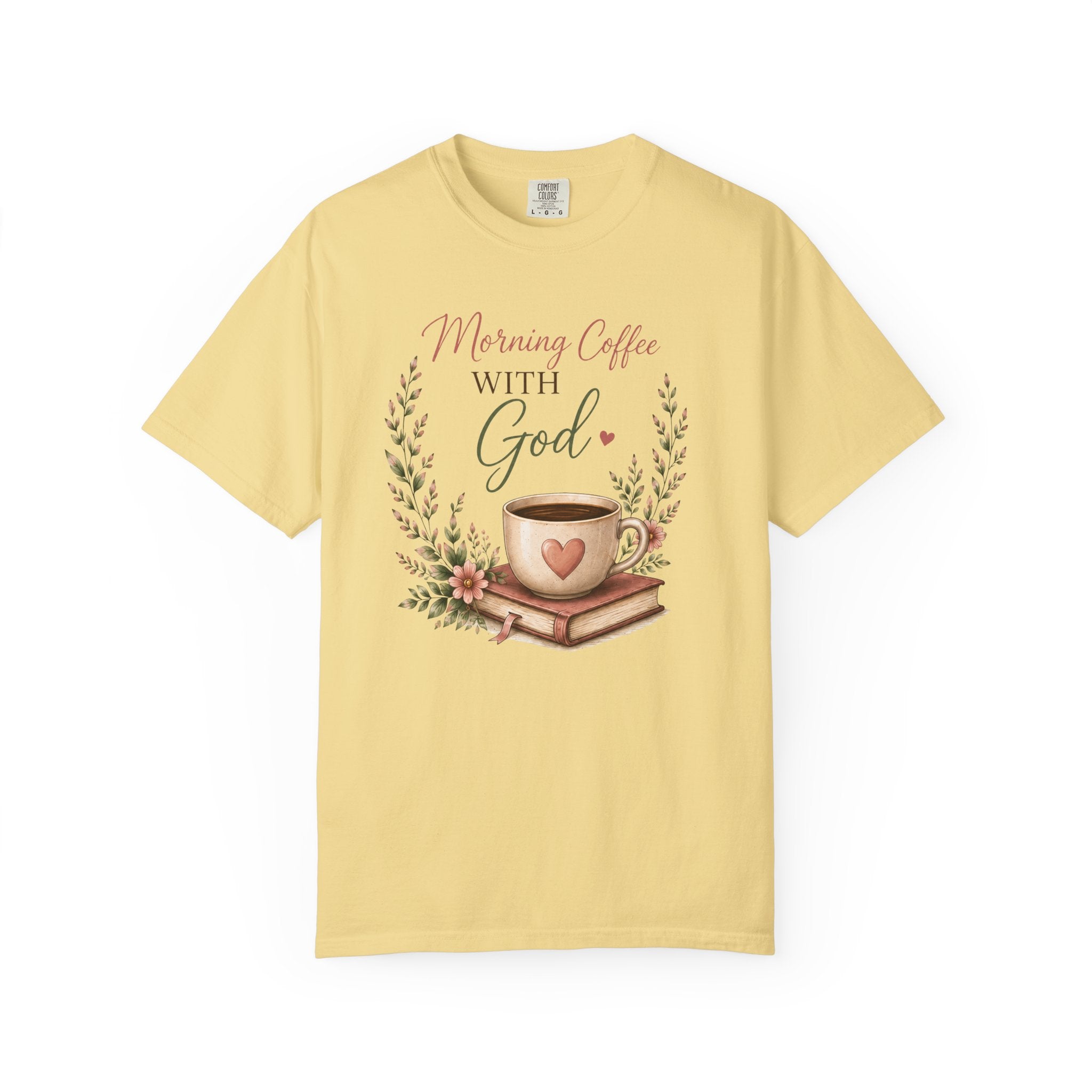Morning Coffee with God Christian T-Shirt | Faith-Based Graphic Tee | Psalm 5:3 Inspirational Shirt | Bible Study Shirt | Christian Gift for Women