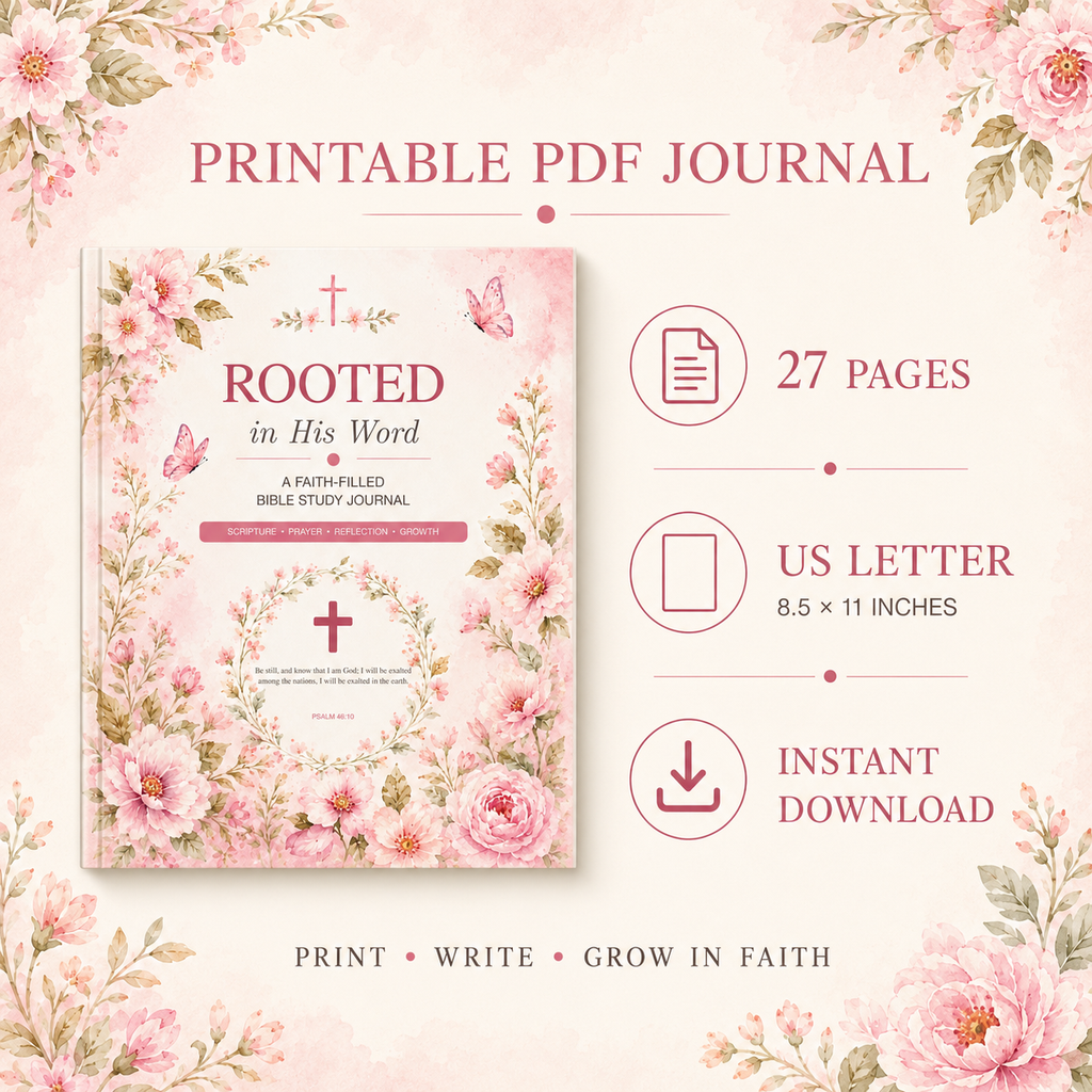 Rooted in His Word Bible Study Journal | Printable Christian Journal PDF