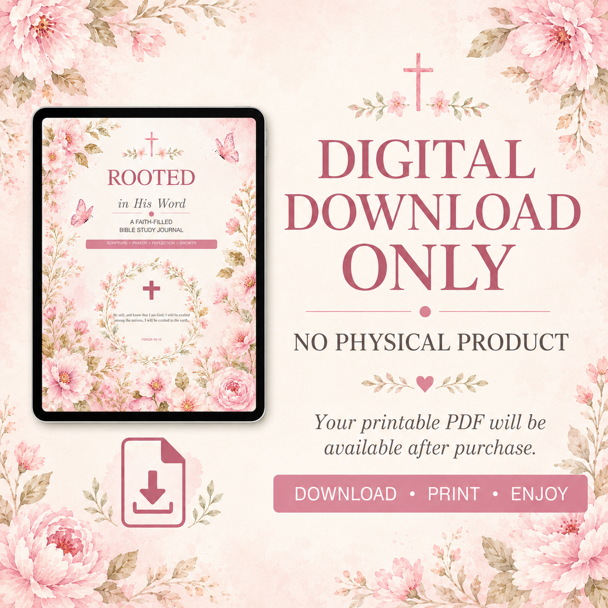 Rooted in His Word Bible Study Journal | Printable Christian Journal PDF