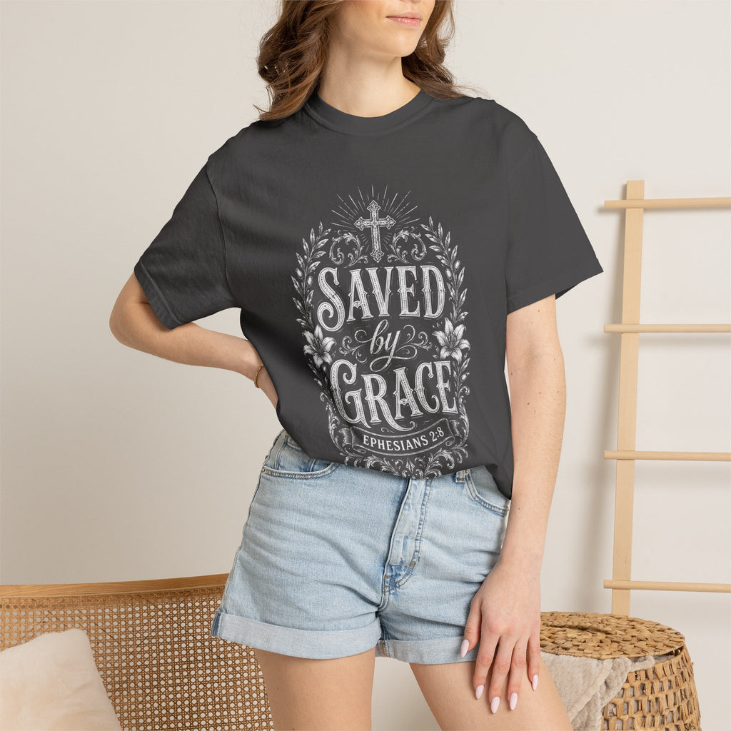 Saved by Grace Christian T-Shirt | Ephesians 2:8 Vintage Faith Shirt