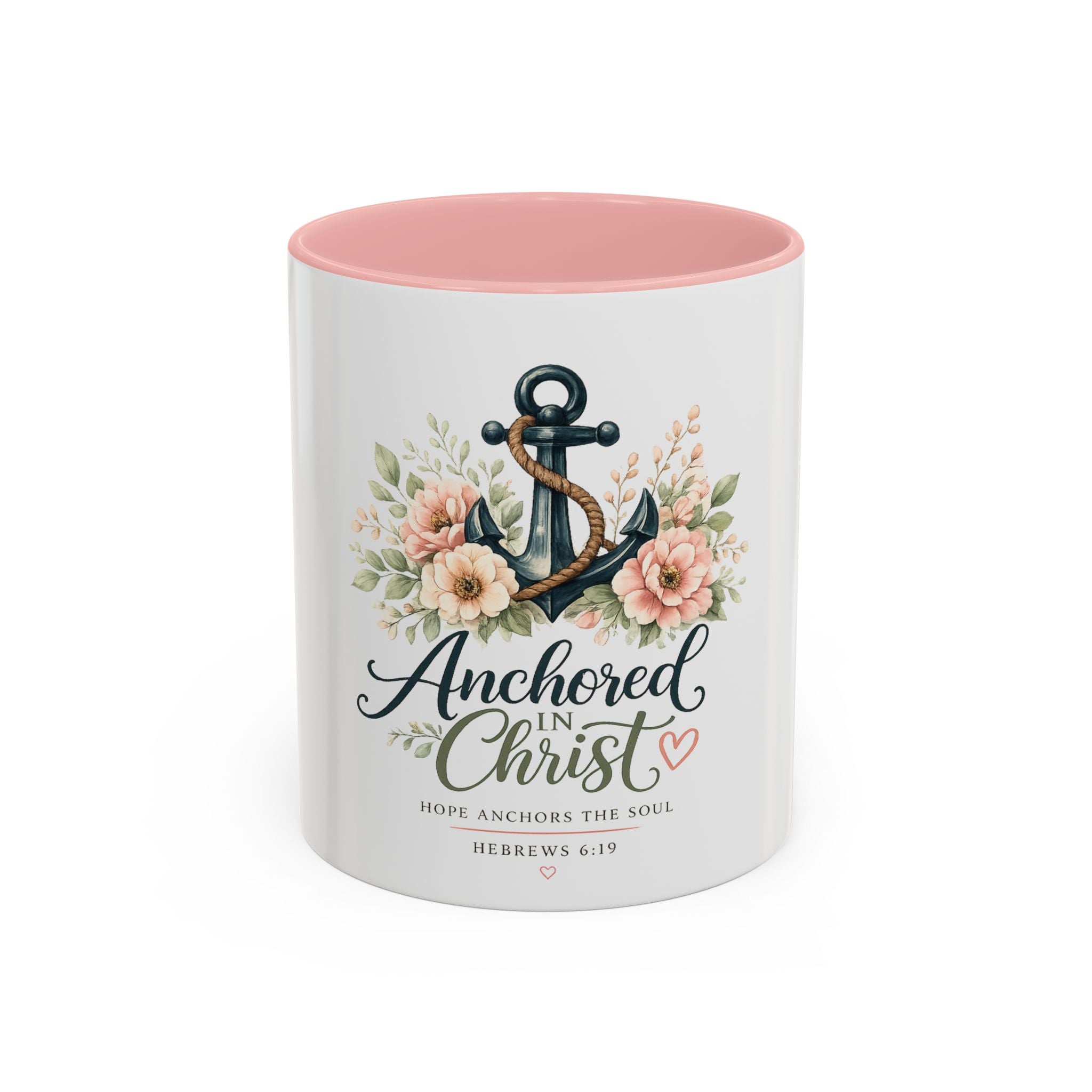 Anchored in Christ Christian Accent Coffee Mug | Hebrews 6:19 Bible Verse Mug | Faith-Based Coffee Cup | Christian Gift for Women & Men | 11oz & 15oz