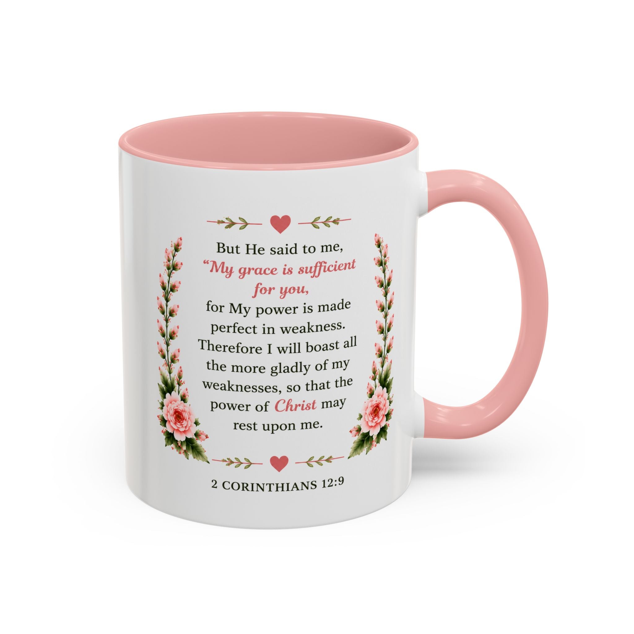 His Grace Is Enough Christian Accent Mug | 2 Corinthians 12:9 Bible Verse Coffee Mug | Faith Gift for Women | Christian Coffee Cup | Scripture Mug