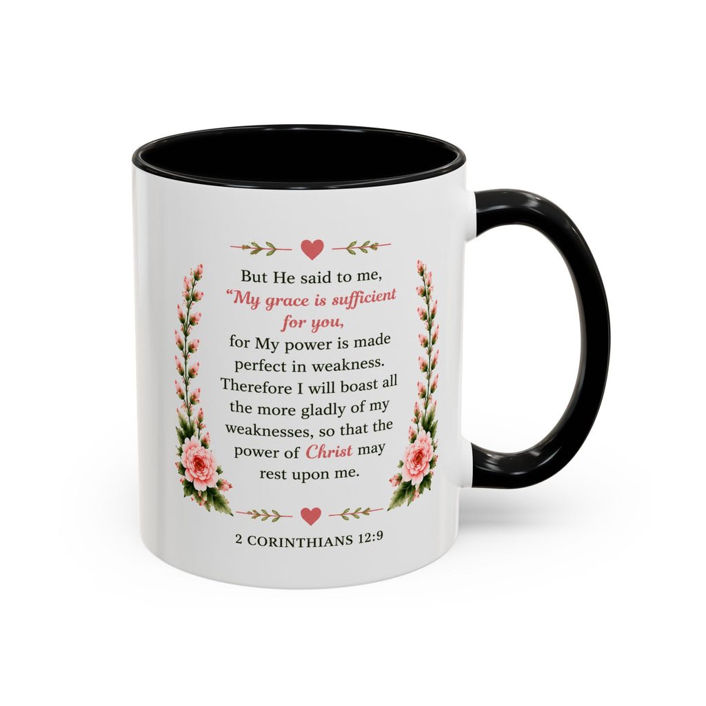 His Grace Is Enough Christian Accent Mug | 2 Corinthians 12:9 Bible Verse Coffee Mug | Faith Gift for Women | Christian Coffee Cup | Scripture Mug