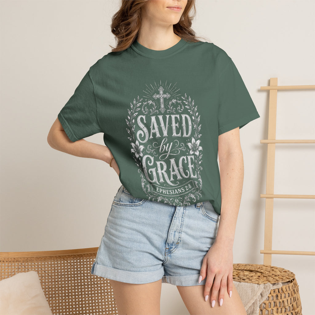 Saved by Grace Christian T-Shirt | Ephesians 2:8 Vintage Faith Shirt