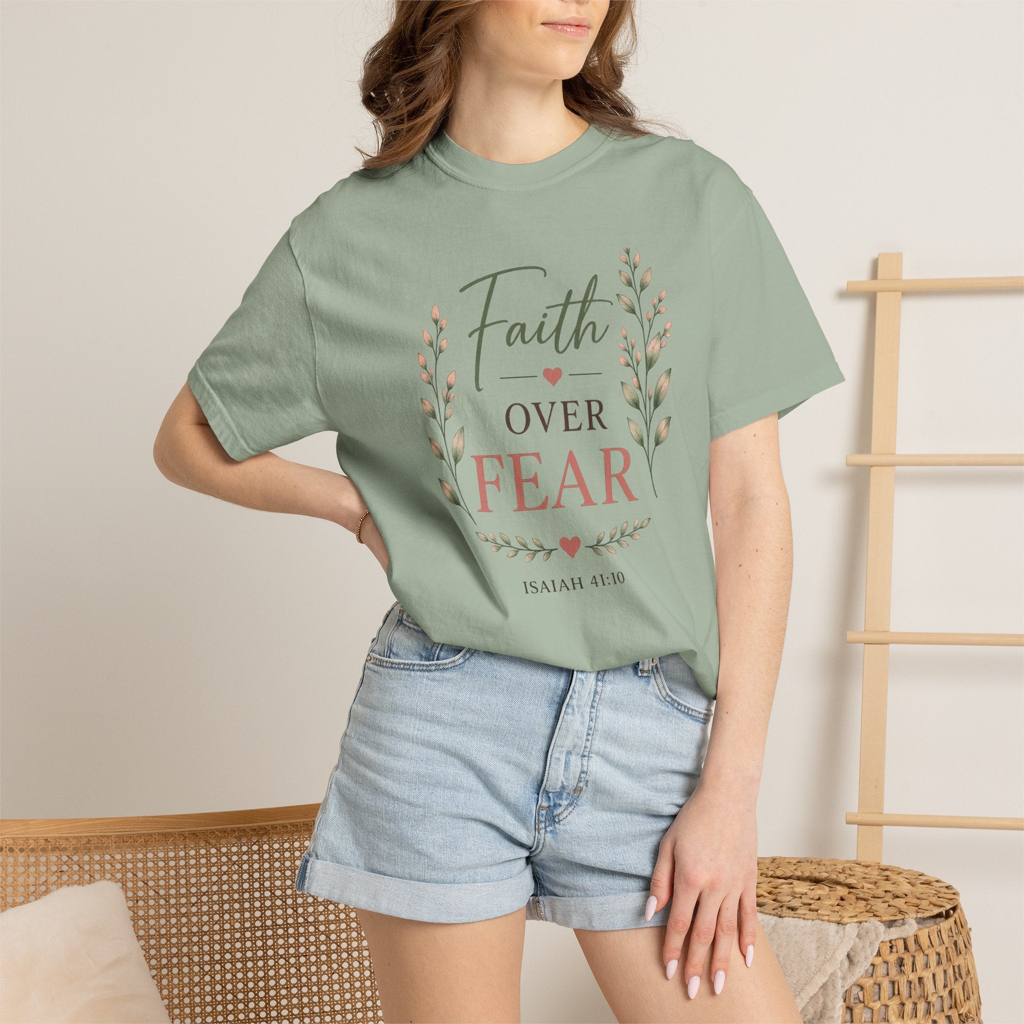Faith Over Fear Comfort Colors® 1717 Christian T-Shirt | Isaiah 41:10