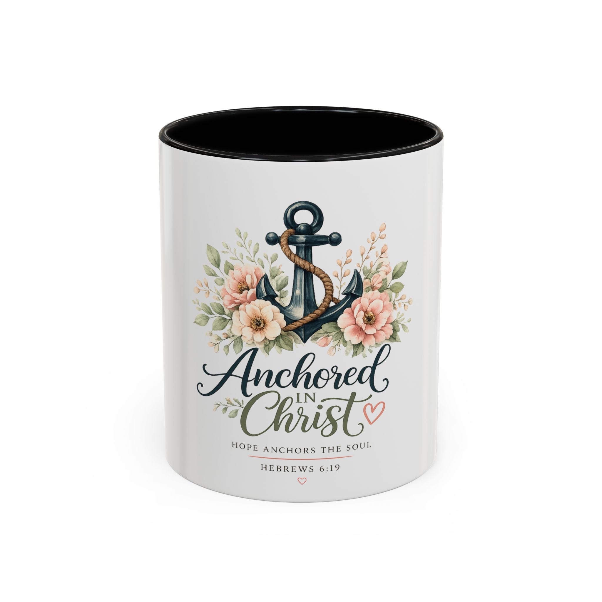 Anchored in Christ Christian Accent Coffee Mug | Hebrews 6:19 Bible Verse Mug | Faith-Based Coffee Cup | Christian Gift for Women & Men | 11oz & 15oz