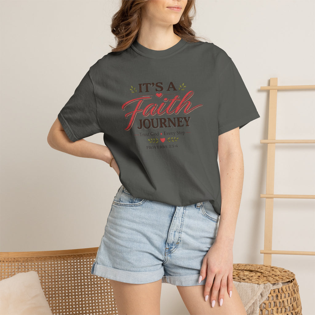 It's a Faith Journey Christian T-Shirt | Proverbs 3:5–6 | Comfort Colors Inspirational Graphic Tee
