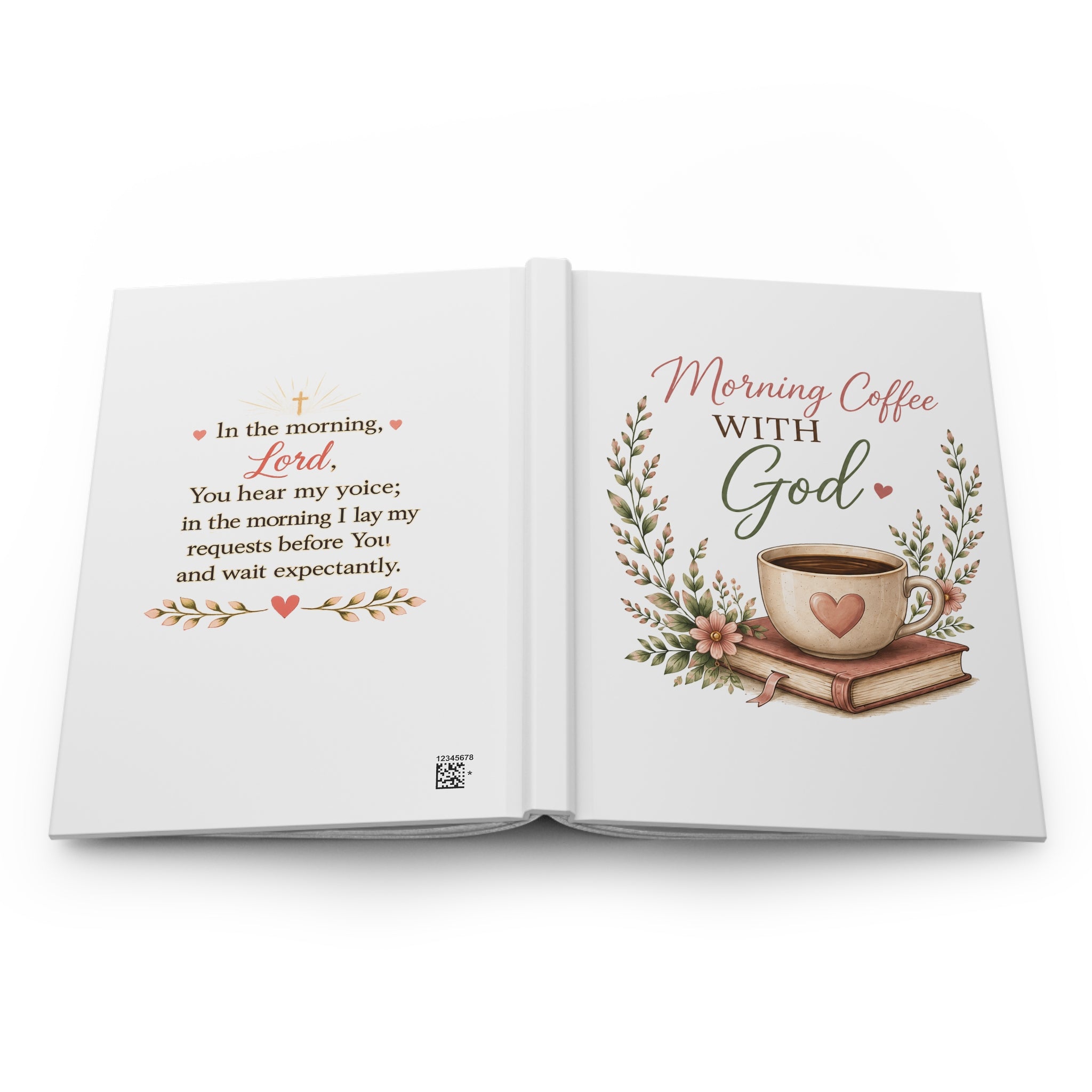 Morning Coffee with God Hardcover Journal | Christian Prayer Journal | Psalm 5:3 Faith Journal | Bible Study Notebook | Christian Gift for Women