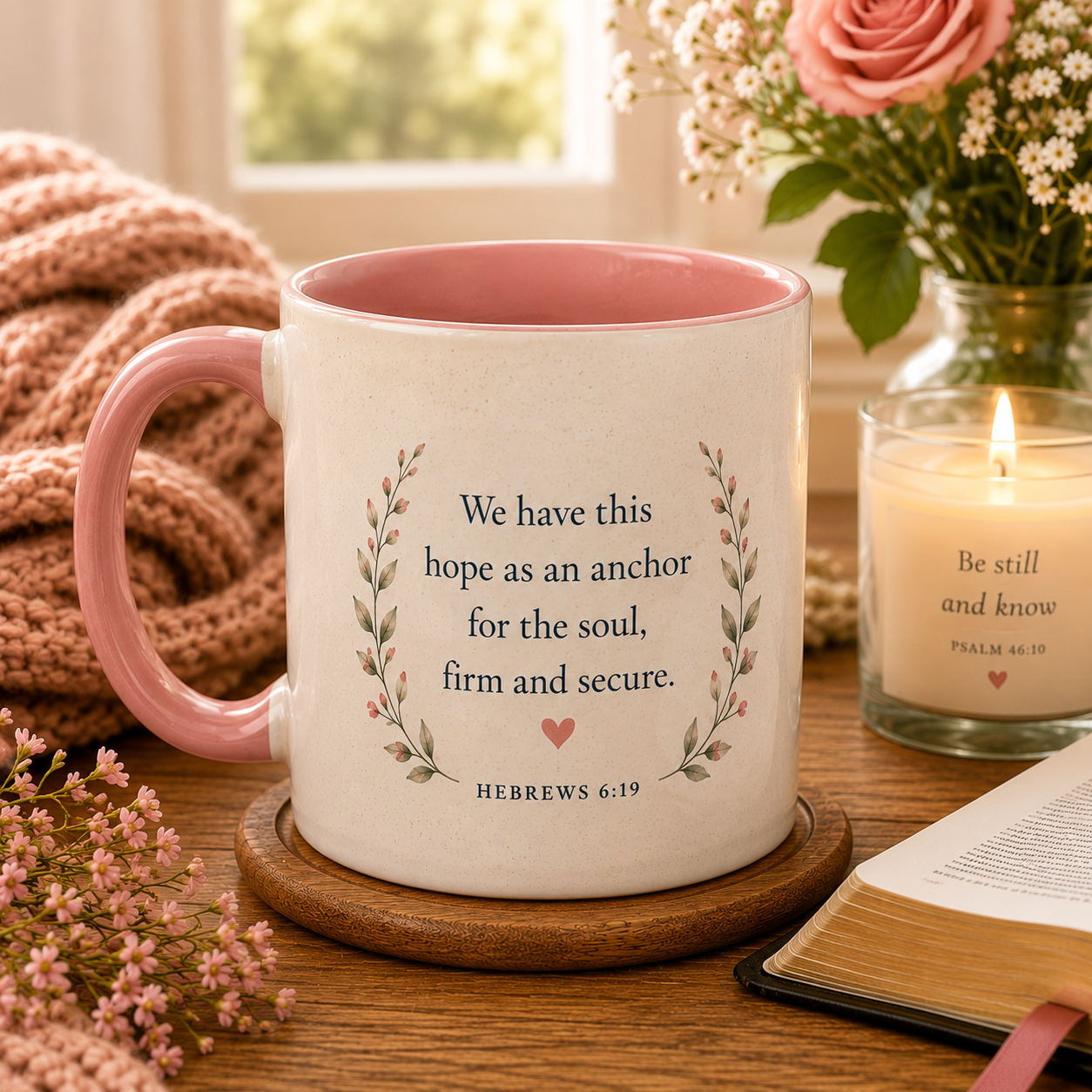 Anchored in Christ Christian Accent Coffee Mug | Hebrews 6:19 Bible Verse Mug | Faith-Based Coffee Cup | Christian Gift for Women & Men | 11oz & 15oz