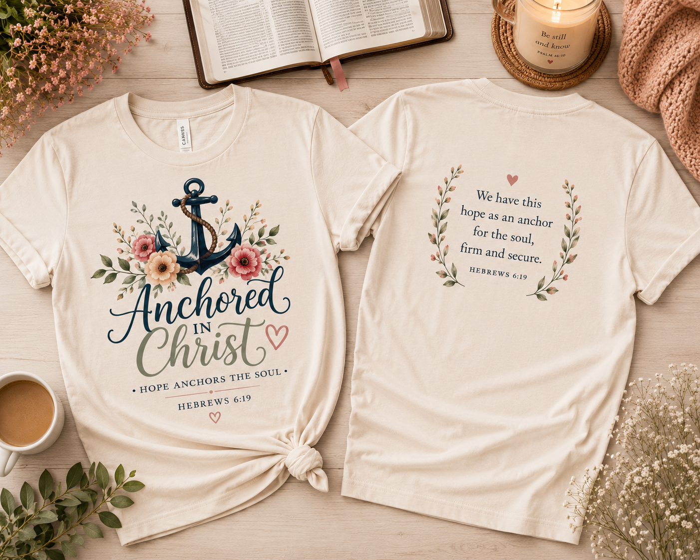 Anchored in Christ Comfort Colors® 1717 Christian T-Shirt | Hebrews 6:19