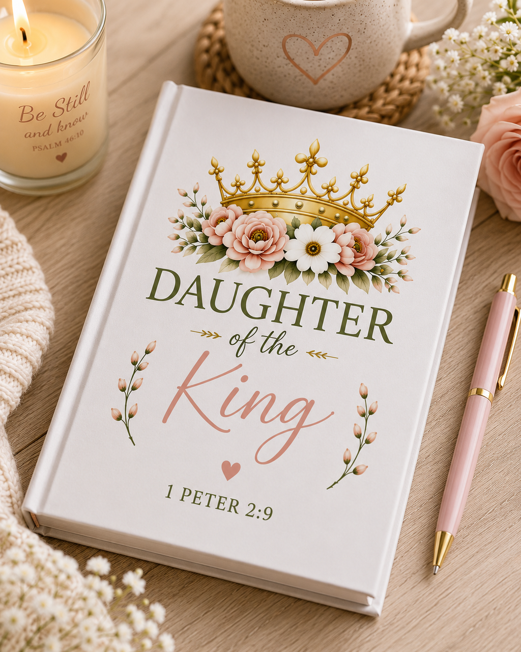 Daughter of the King Hardcover Journal | Christian Journal for Women | Bible Study Notebook | Prayer Journal | 1 Peter 2:9 | Faith Gift