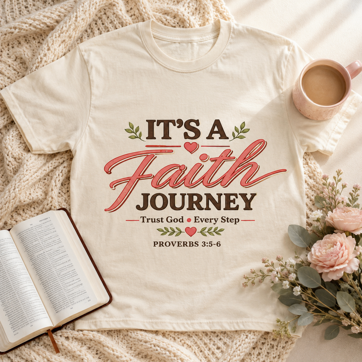 It's a Faith Journey Christian T-Shirt | Proverbs 3:5–6 | Comfort Colors Inspirational Graphic Tee
