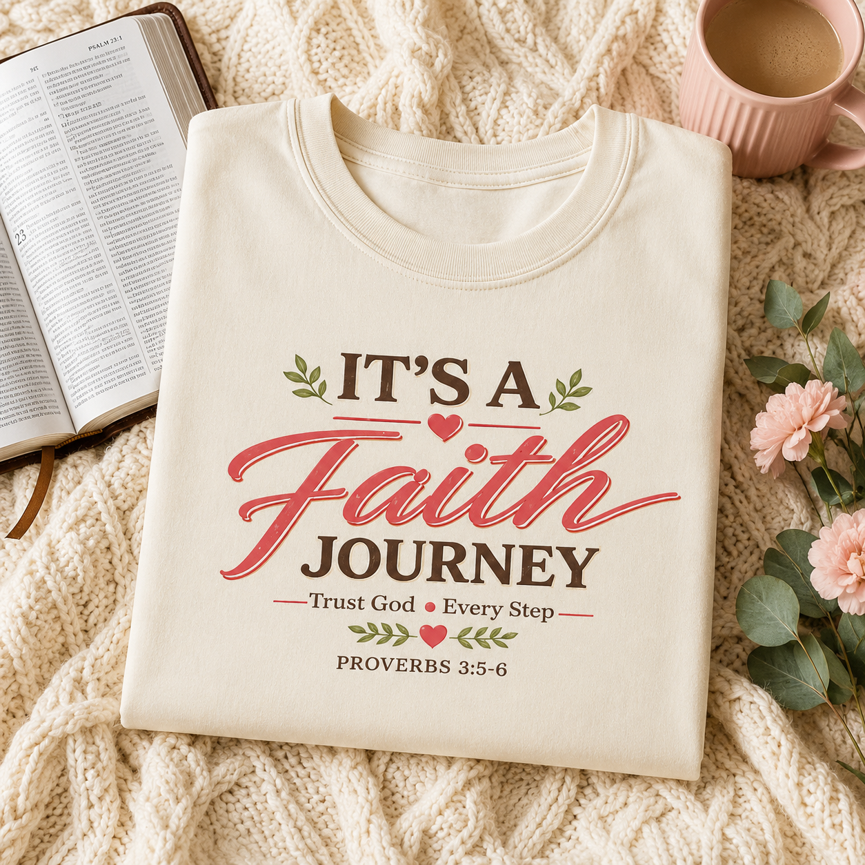 It's a Faith Journey Christian T-Shirt | Proverbs 3:5–6 | Comfort Colors Inspirational Graphic Tee