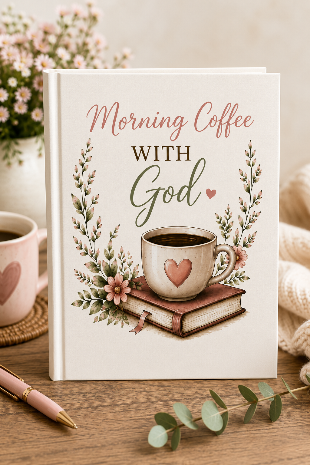 Morning Coffee with God Hardcover Journal | Christian Prayer Journal | Psalm 5:3 Faith Journal | Bible Study Notebook | Christian Gift for Women