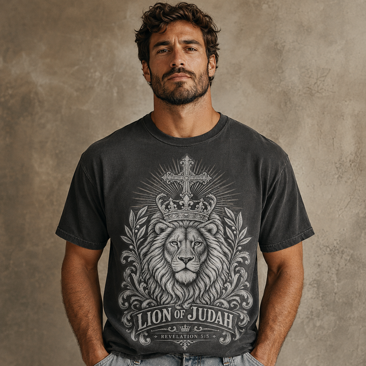 Lion of Judah Comfort Colors® 1717 Christian T-Shirt | Revelation 5:5 Vintage Faith Shirt