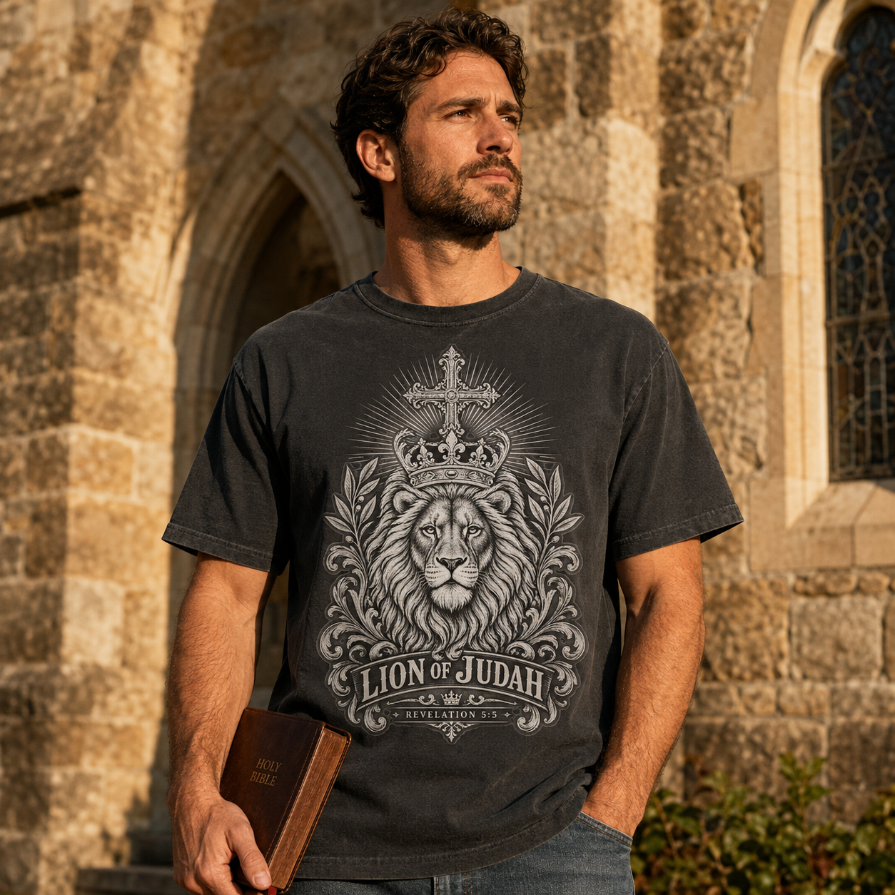 Lion of Judah Comfort Colors® 1717 Christian T-Shirt | Revelation 5:5 Vintage Faith Shirt