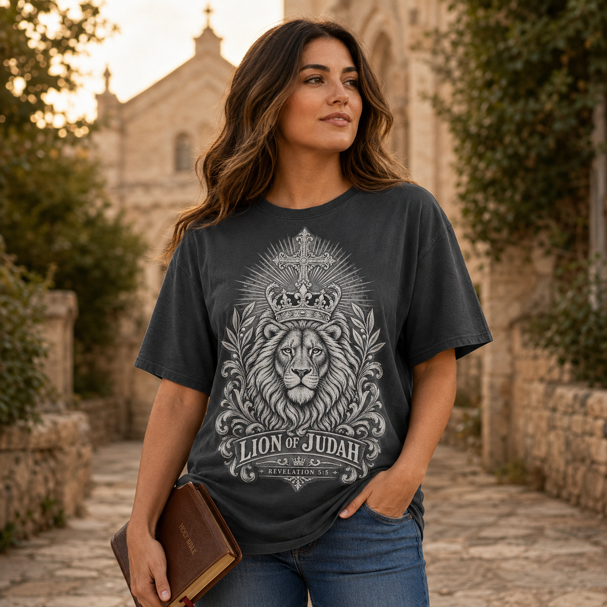 Lion of Judah Comfort Colors® 1717 Christian T-Shirt | Revelation 5:5 Vintage Faith Shirt