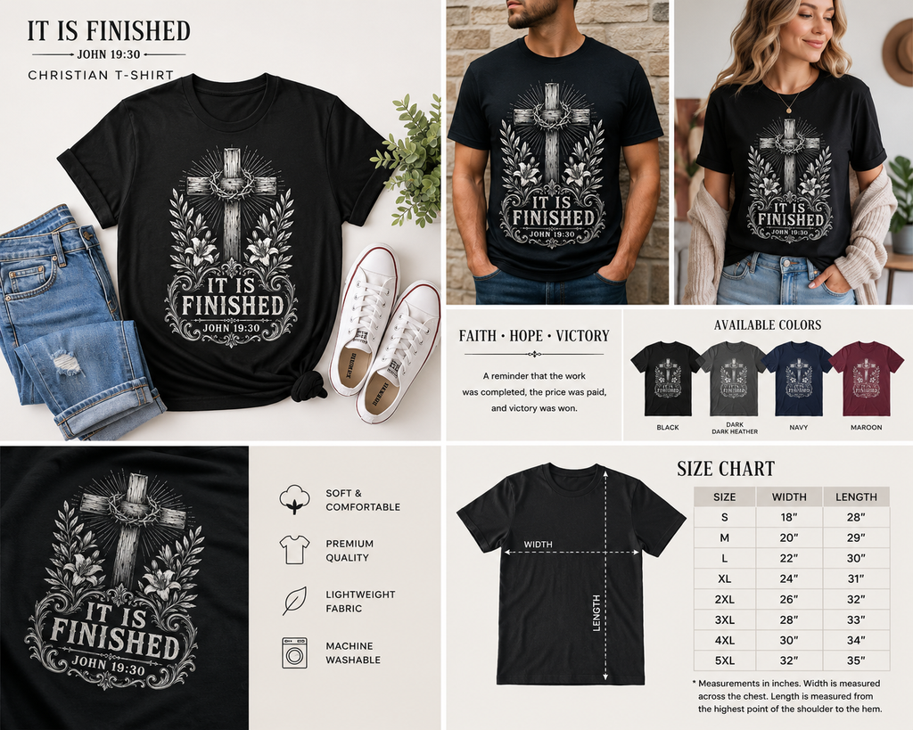 It Is Finished – John 19:30 Christian T-Shirt