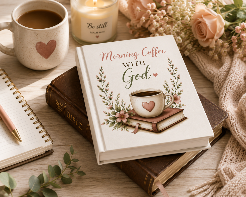 Morning Coffee with God Hardcover Journal | Christian Prayer Journal | Psalm 5:3 Faith Journal | Bible Study Notebook | Christian Gift for Women