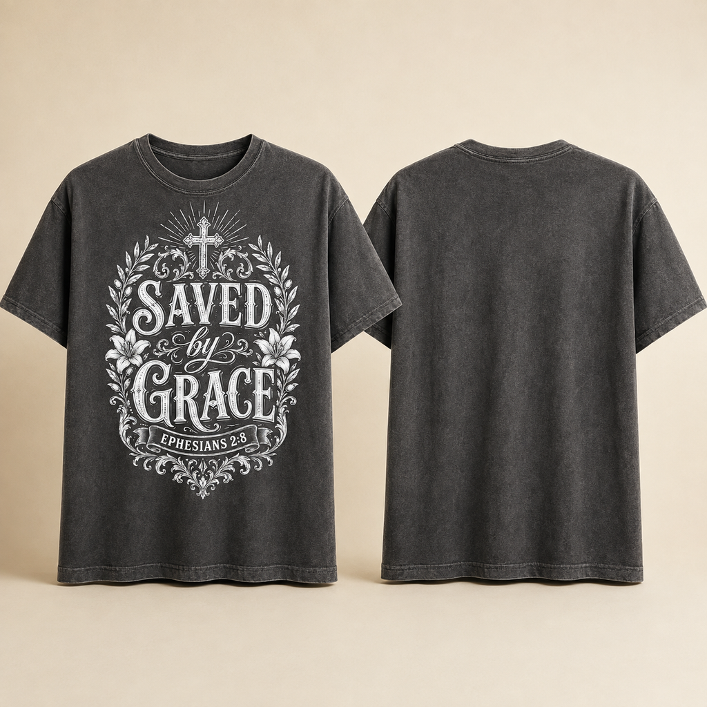Saved by Grace Christian T-Shirt | Ephesians 2:8 Vintage Faith Shirt