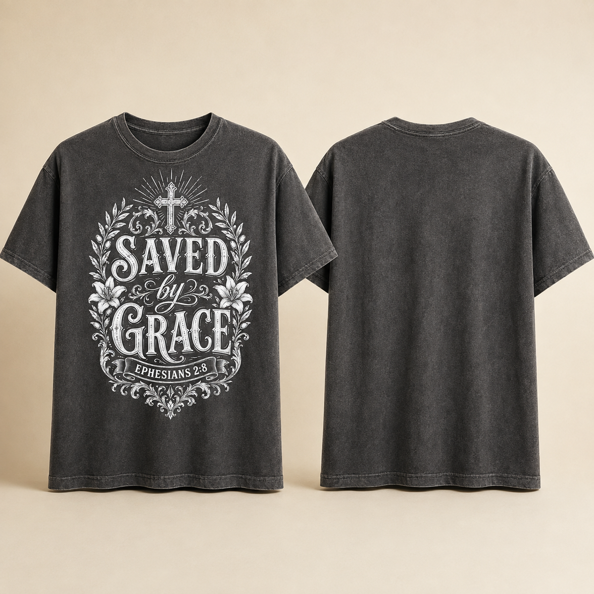 Saved by Grace Christian T-Shirt | Ephesians 2:8 Vintage Faith Shirt